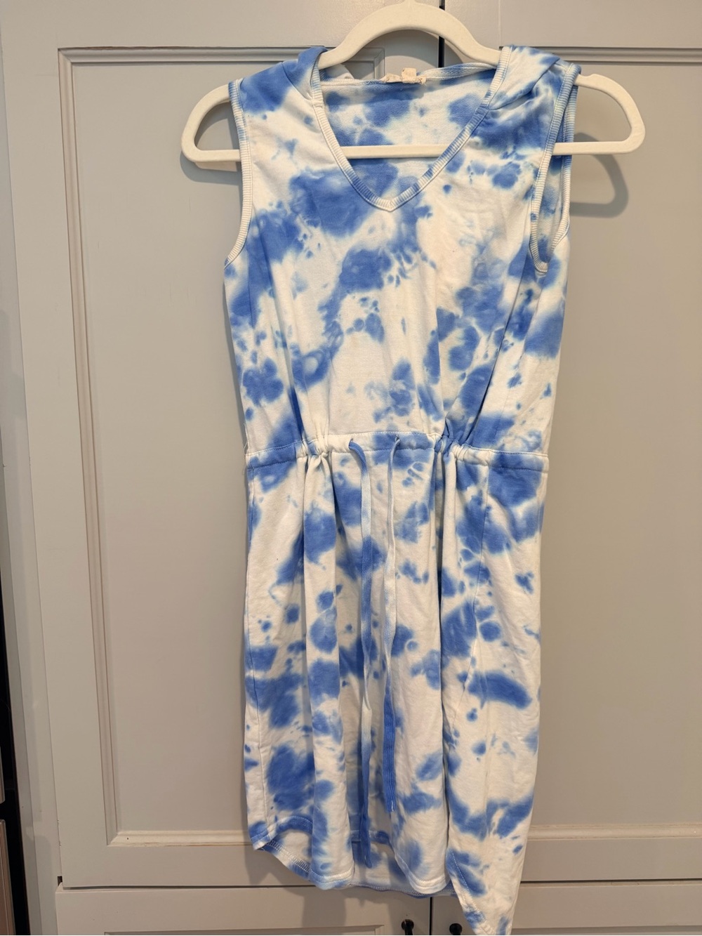 Jane and Delancey White and Blue Tie-Dye Sleeveless Mini Dress